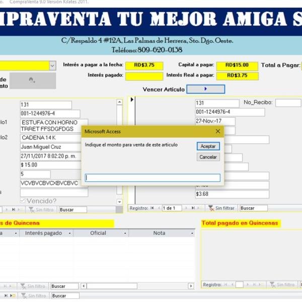 SISTEMA PARA COMPRAVENTAS Y EMPEÑOS