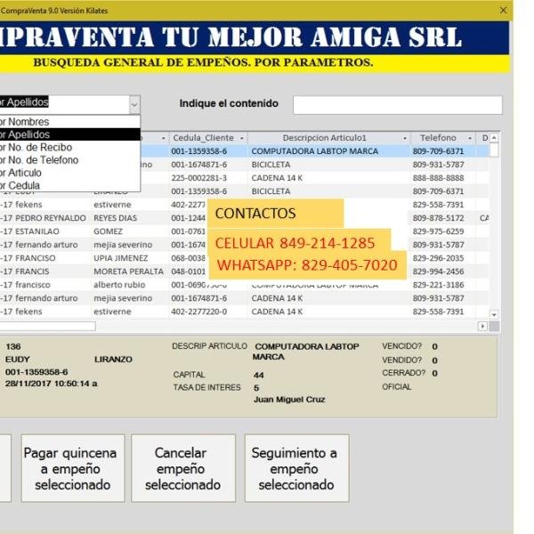 SISTEMA PARA COMPRAVENTAS Y EMPEÑOS